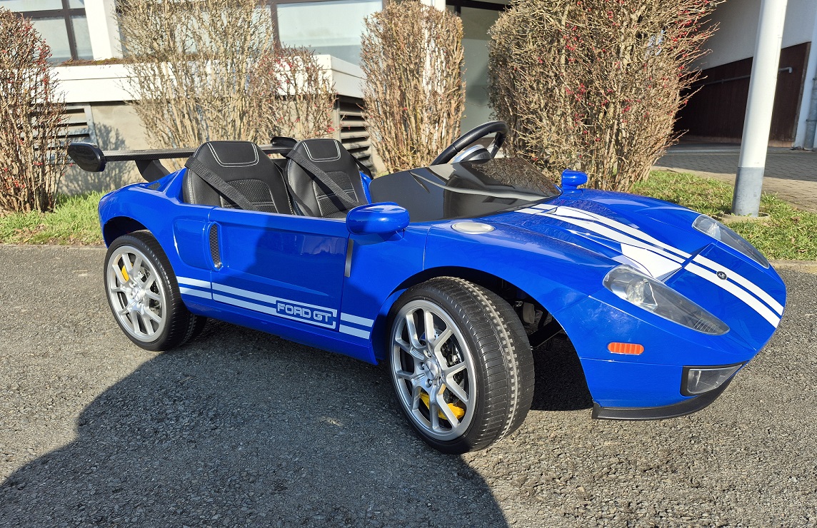Kinder Elektroauto Ford GT Sportwagen Elektrofahrzeug bis 13 km/h in blau 24 Volt