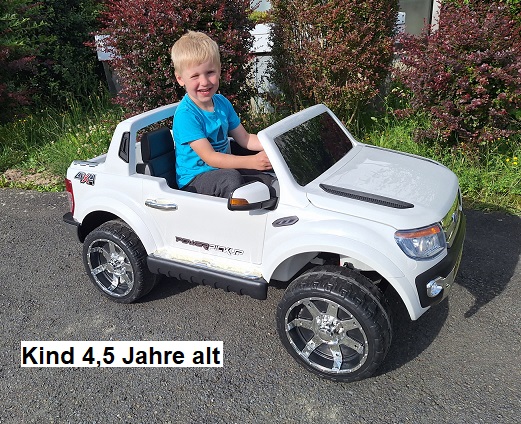 Kinderfahrzeug elektrisch Ford 4x4 Allrad Elektroauto Jeep in weiß mit 10 Ah Batterie