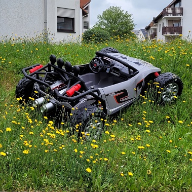 Kinderauto elektrisch Beach Buggy  in grau mit 200W Motoren 24V Elektroauto Doppelsitzer bis 10 km/h 